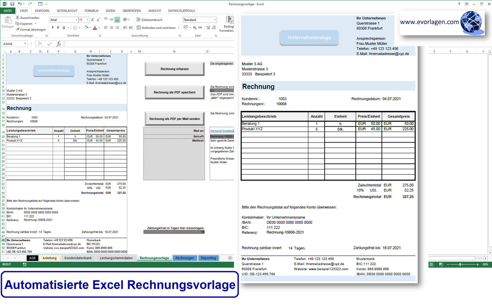 Rechnungsvorlage automatisiert Vorschau 1