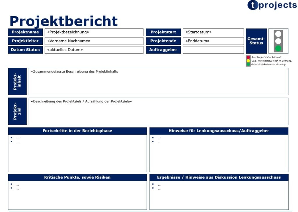 projektstatusbericht vorlage